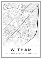 Street map poster of Witham town centre, Essex