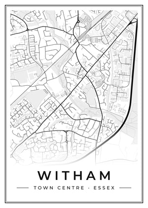 Witham Town Centre Street Map Poster
