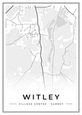 Street map poster of Witley village centre, Surrey