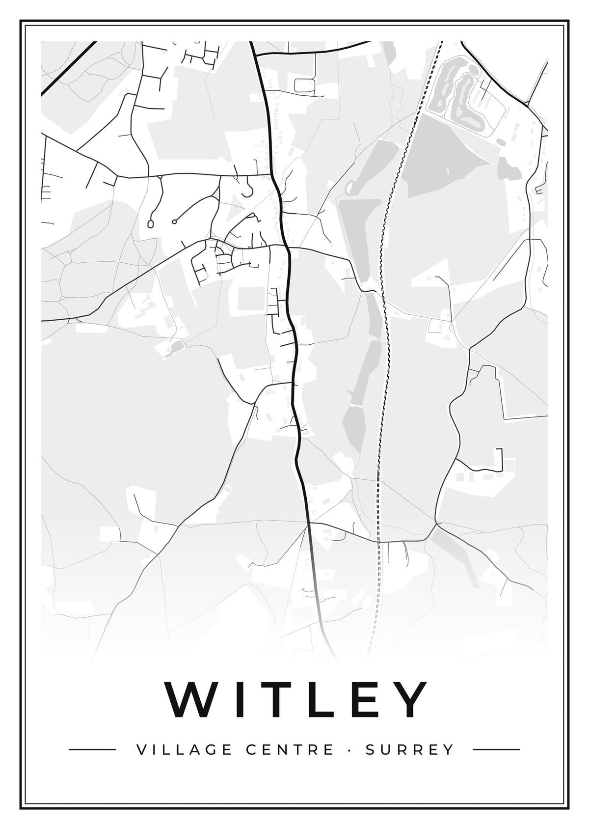 Street map poster of Witley village centre, Surrey