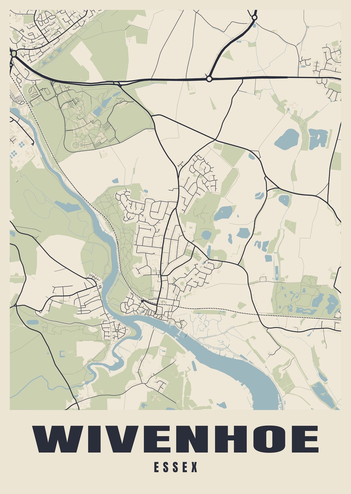 Street map poster of Wivenhoe, Essex