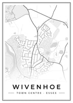Street map poster of Wivenhoe town centre, Essex