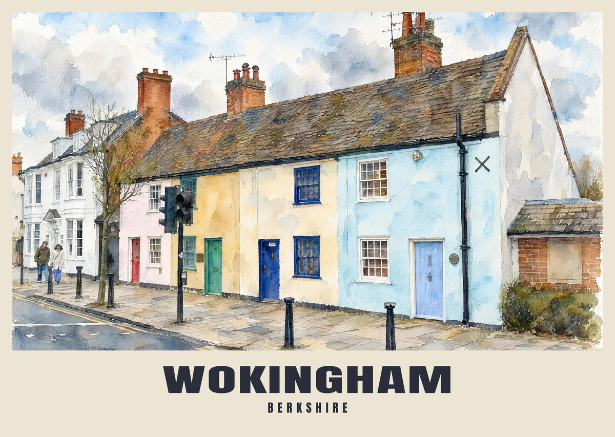 Broad Street, Wokingham poster, English Watercolour style