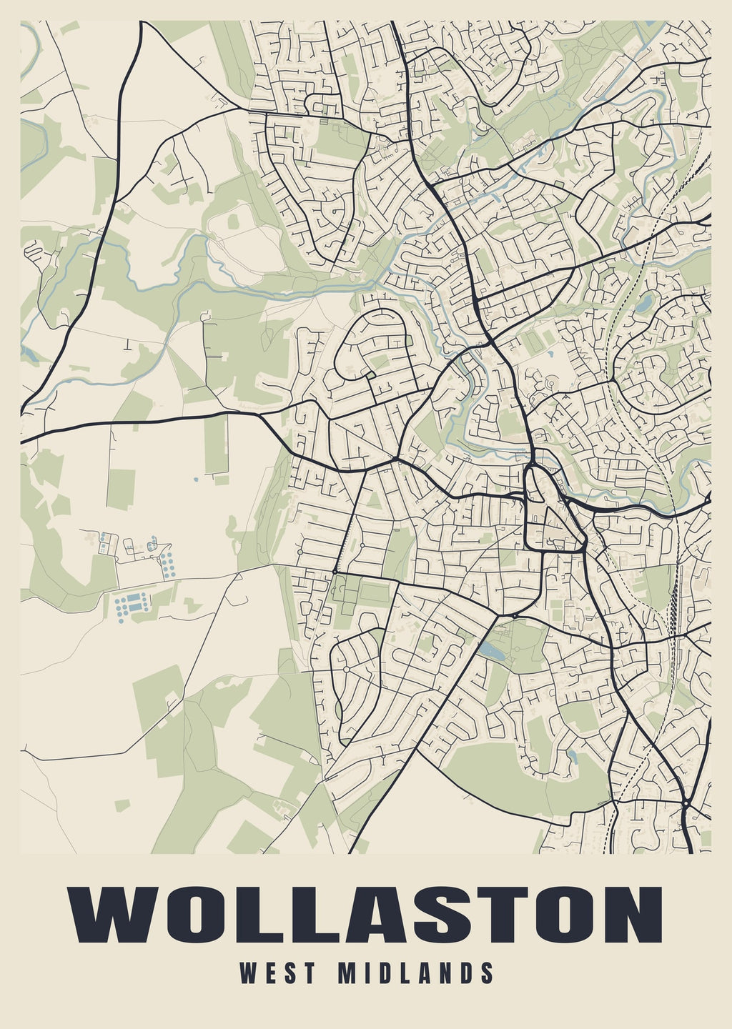 Street map poster of Wollaston, West Midlands
