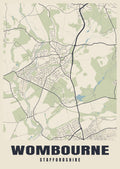 Street map poster of Wombourne, Staffordshire