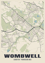 Street map poster of Wombwell, South Yorkshire