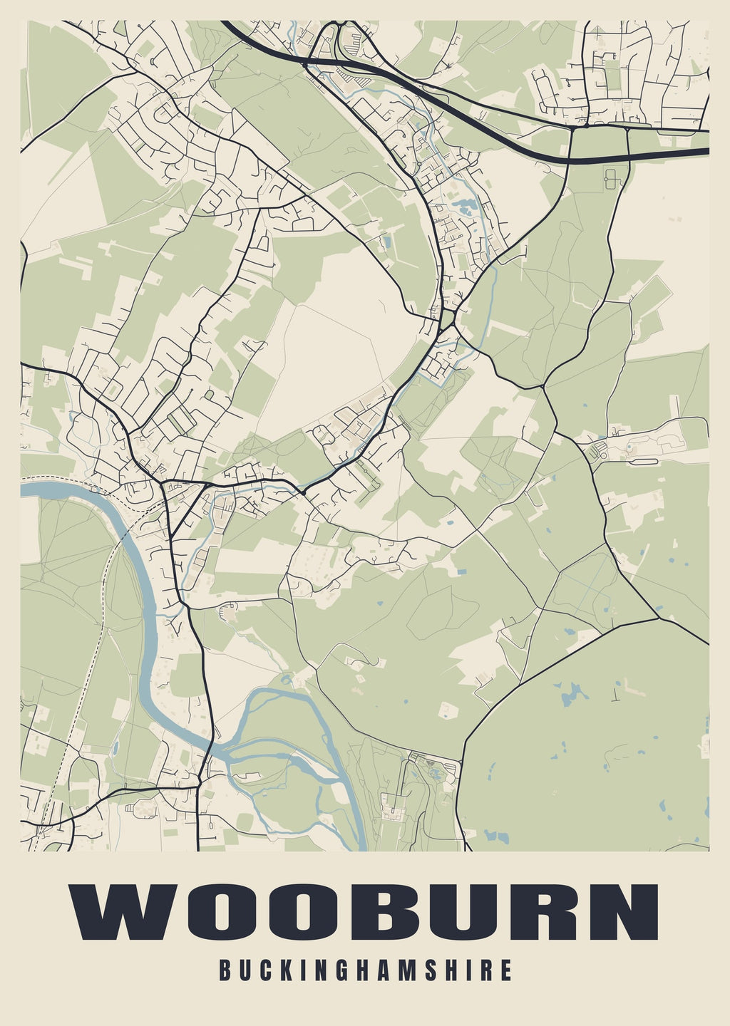 Street map poster of Wooburn, Buckinghamshire