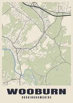 Street map poster of Wooburn, Buckinghamshire