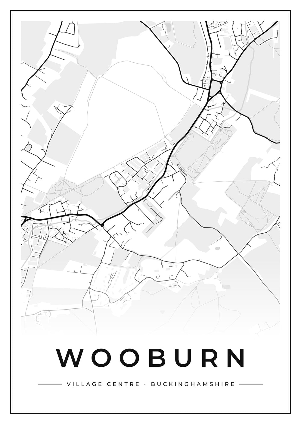Wooburn Village Centre Street Map Poster