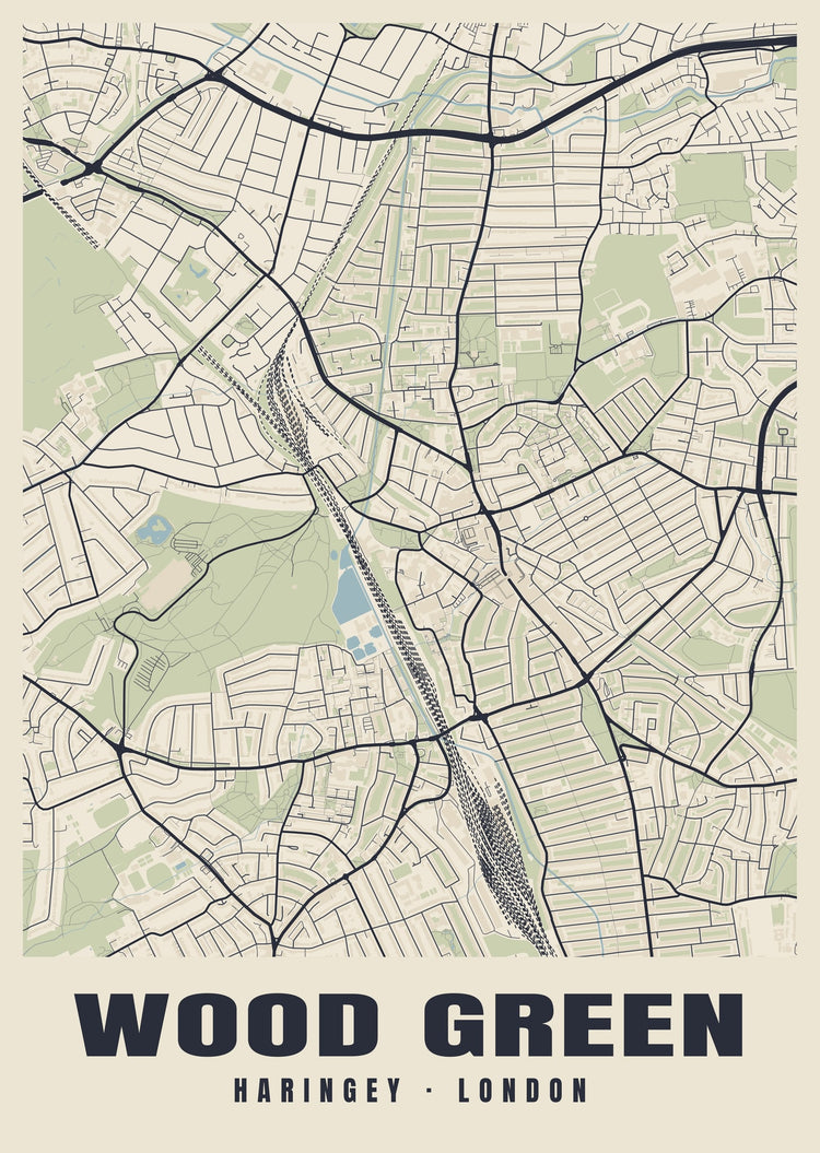 Wood Green Heritage Street Map Poster