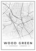 Street map poster of Wood Green, Haringey, London