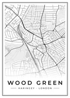 Street map poster of Wood Green, Haringey, London