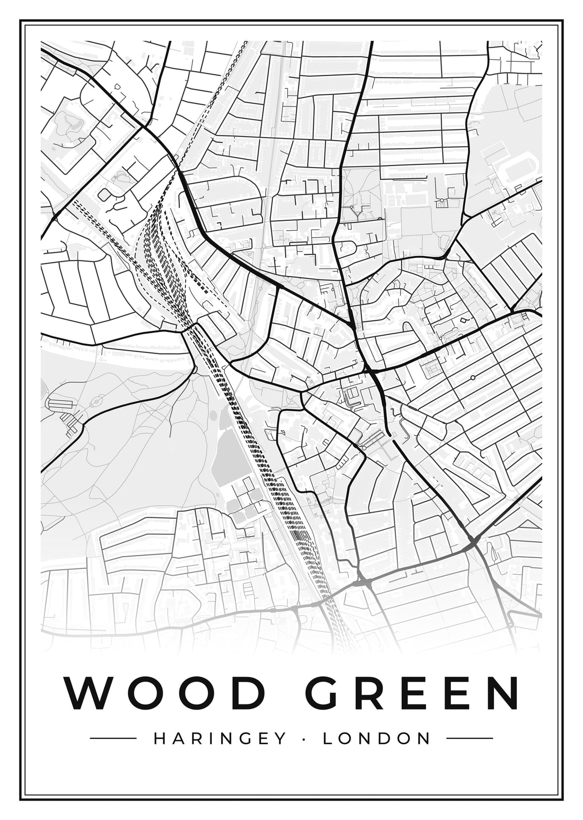 Street map poster of Wood Green, Haringey, London
