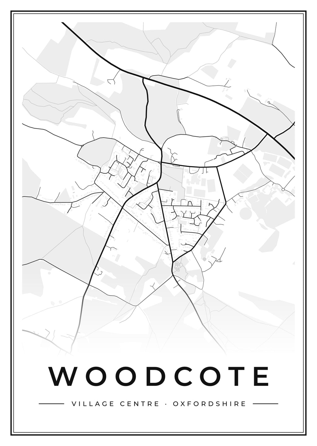 Street map poster of Woodcote village centre, Oxfordshire