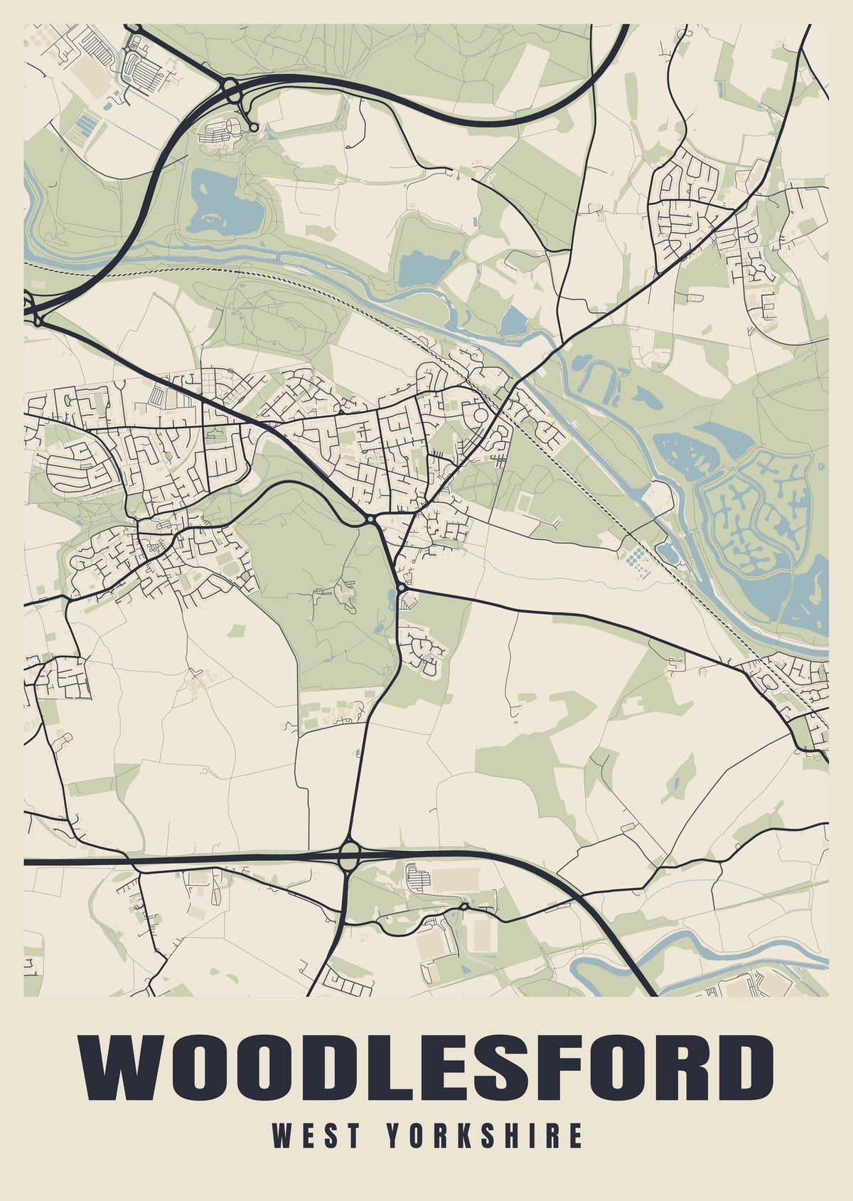 Street map poster of Woodlesford, West Yorkshire