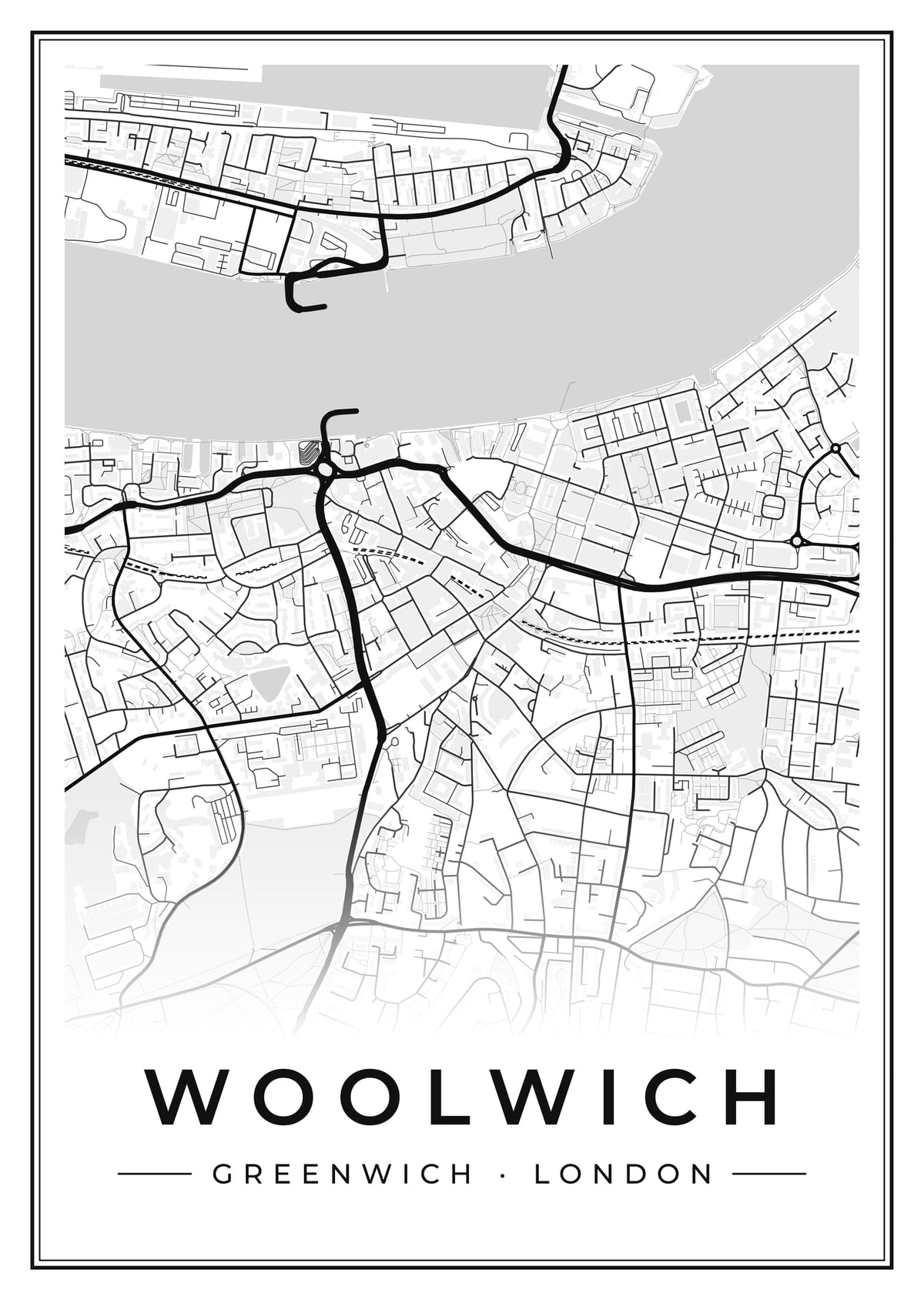 Street map poster of Woolwich, Greenwich, London