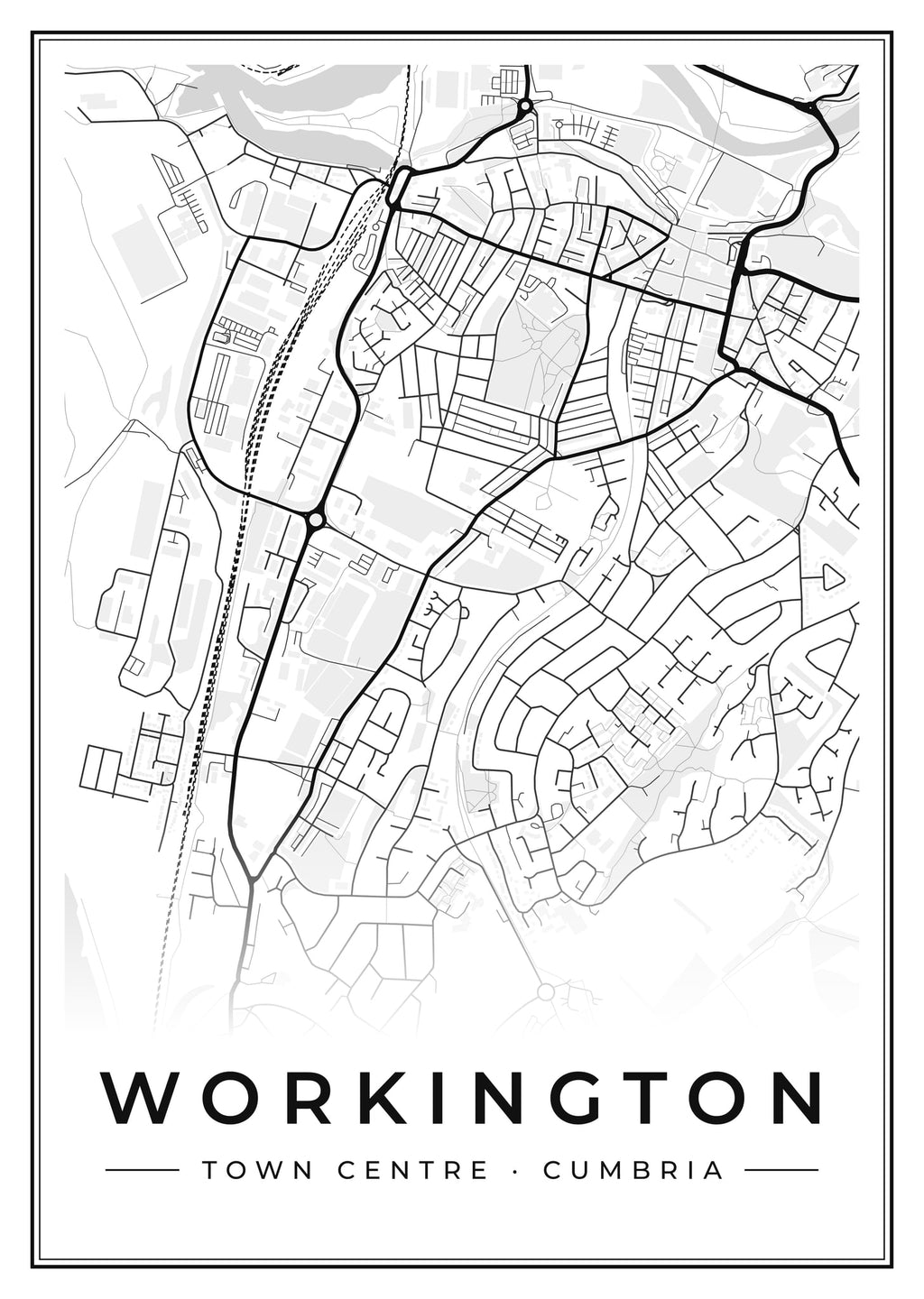 Street map poster of Workington town centre, Cumbria