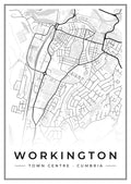 Street map poster of Workington town centre, Cumbria