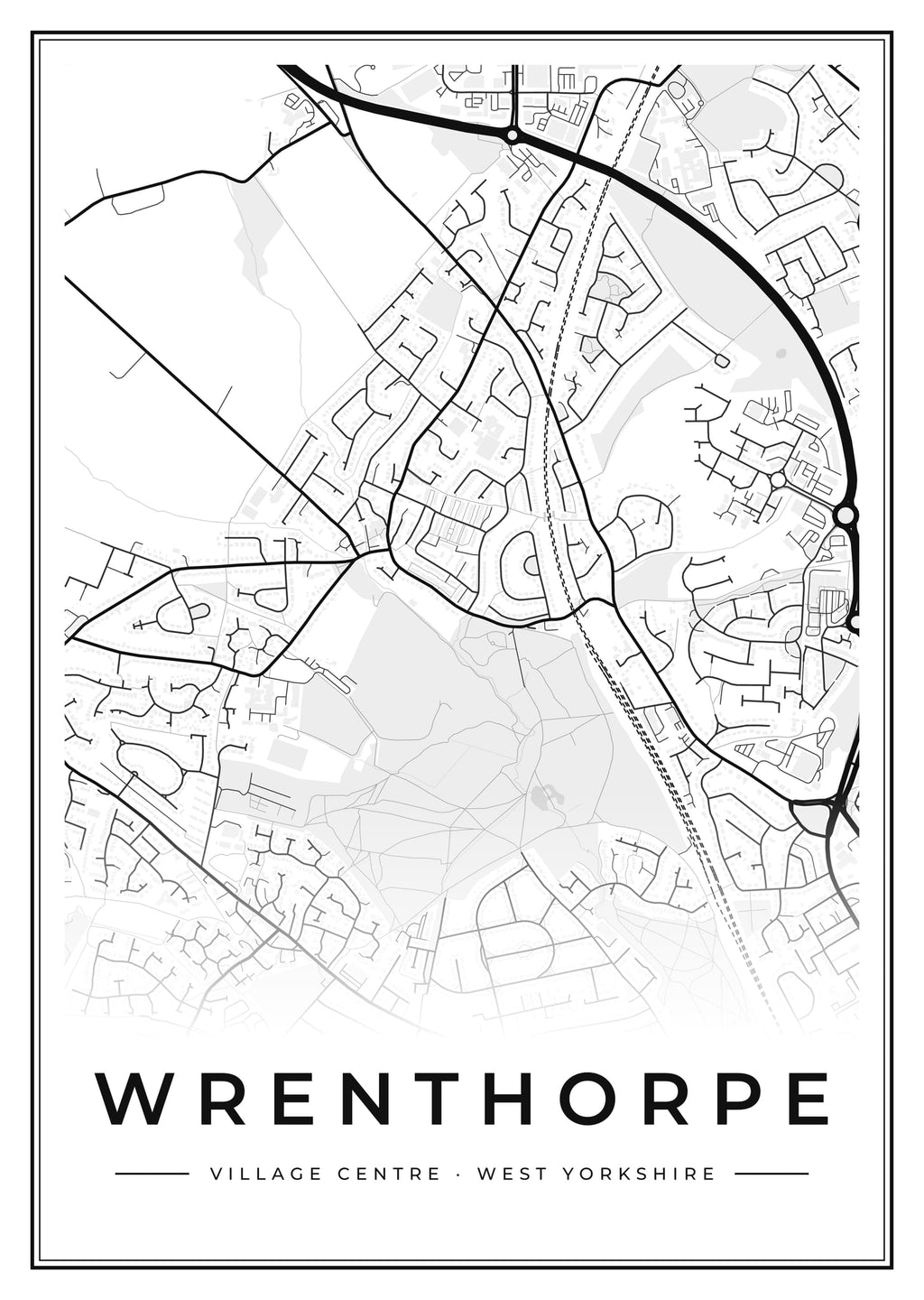 Street map poster of Wrenthorpe village centre, West Yorkshire