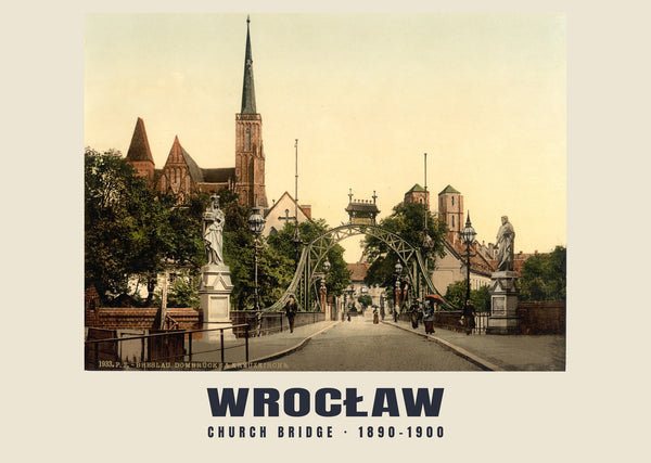Church Bridge, Wrocław — 1890–1900 · Vintage photochrom print