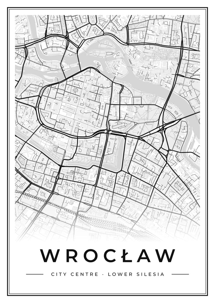 Wrocław City Centre Street Map Poster