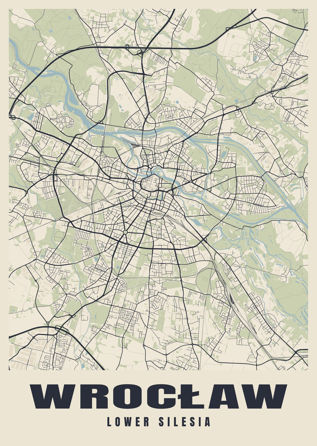 Street map poster of Wrocław, Lower Silesia