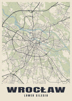 Street map poster of Wrocław, Lower Silesia