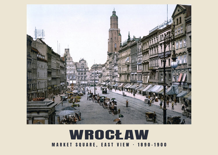 Market Square, East View, Wrocław — 1890–1900 · Vintage photochrom print