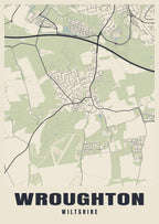 Street map poster of Wroughton, Wiltshire