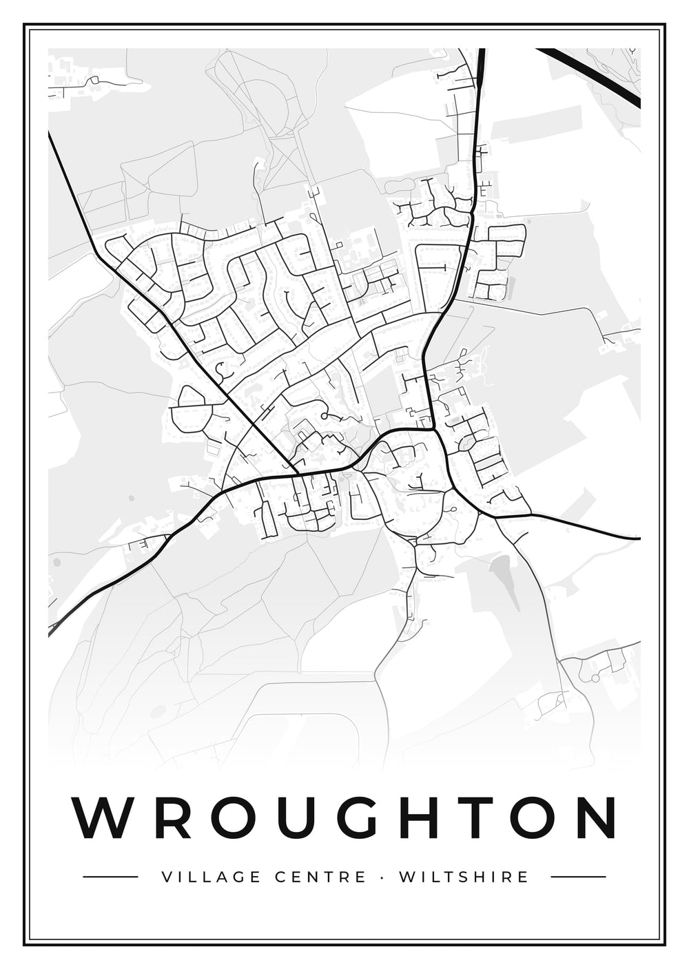 Wroughton Village Centre Street Map Poster