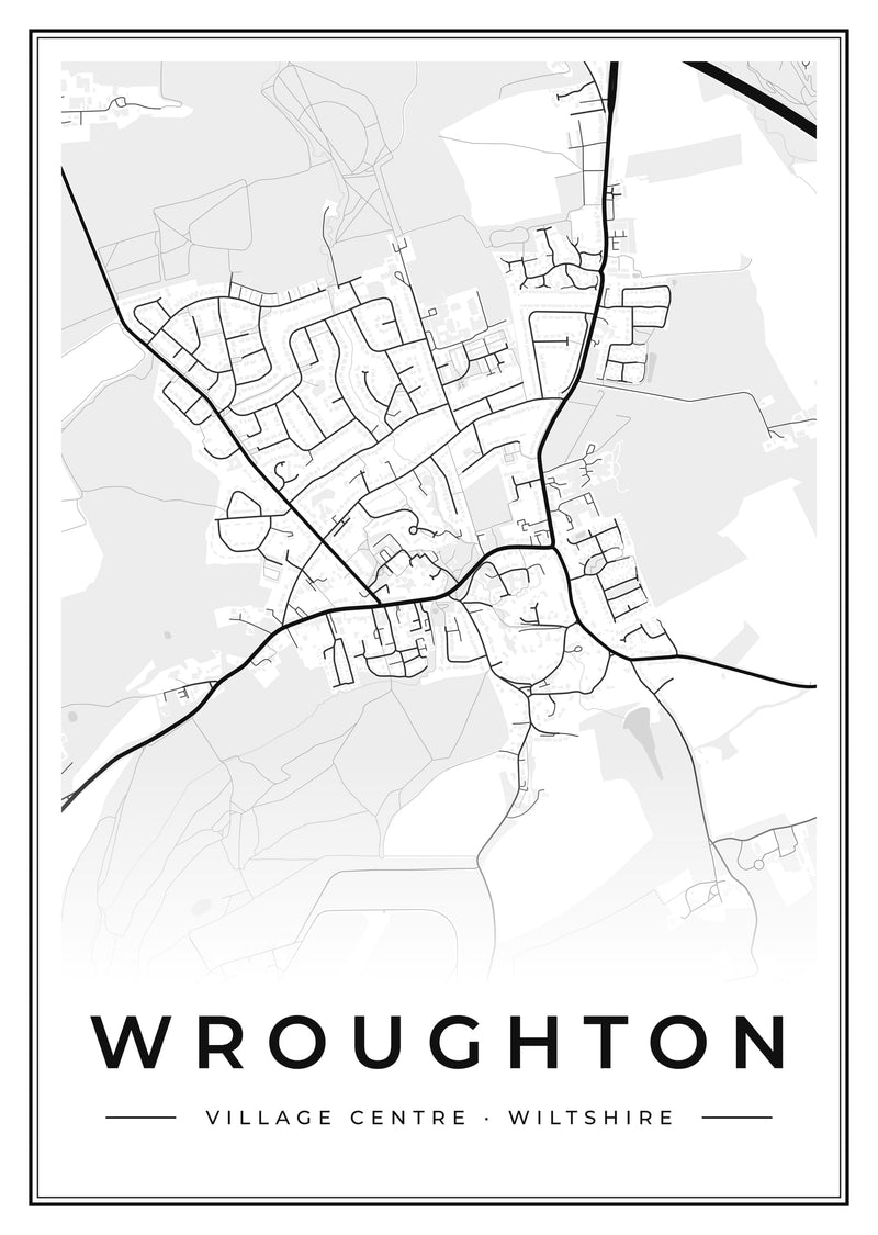 Wroughton Village Centre Street Map Poster