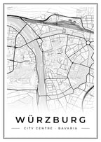 Street map poster of Würzburg city centre, Bavaria