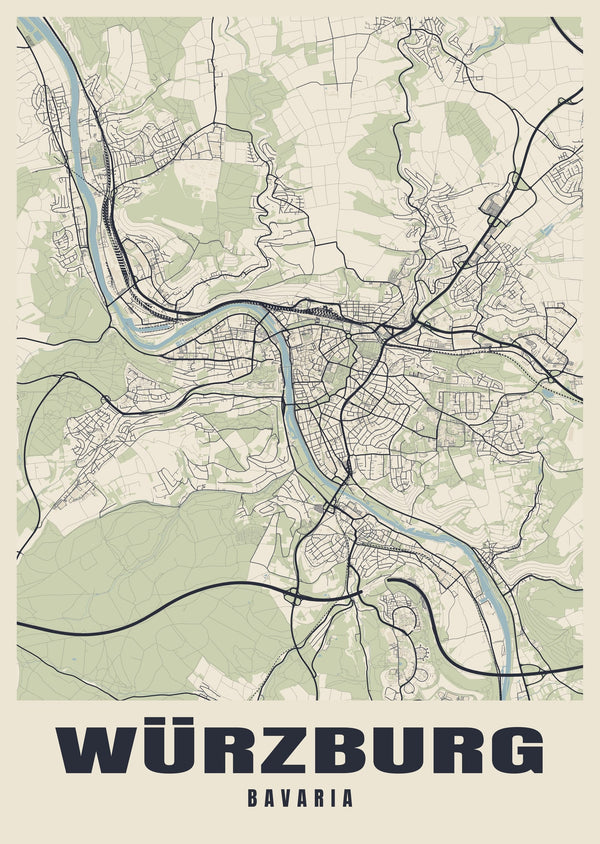 Würzburg Street Map Poster