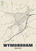Street map poster of Wymondham, Norfolk