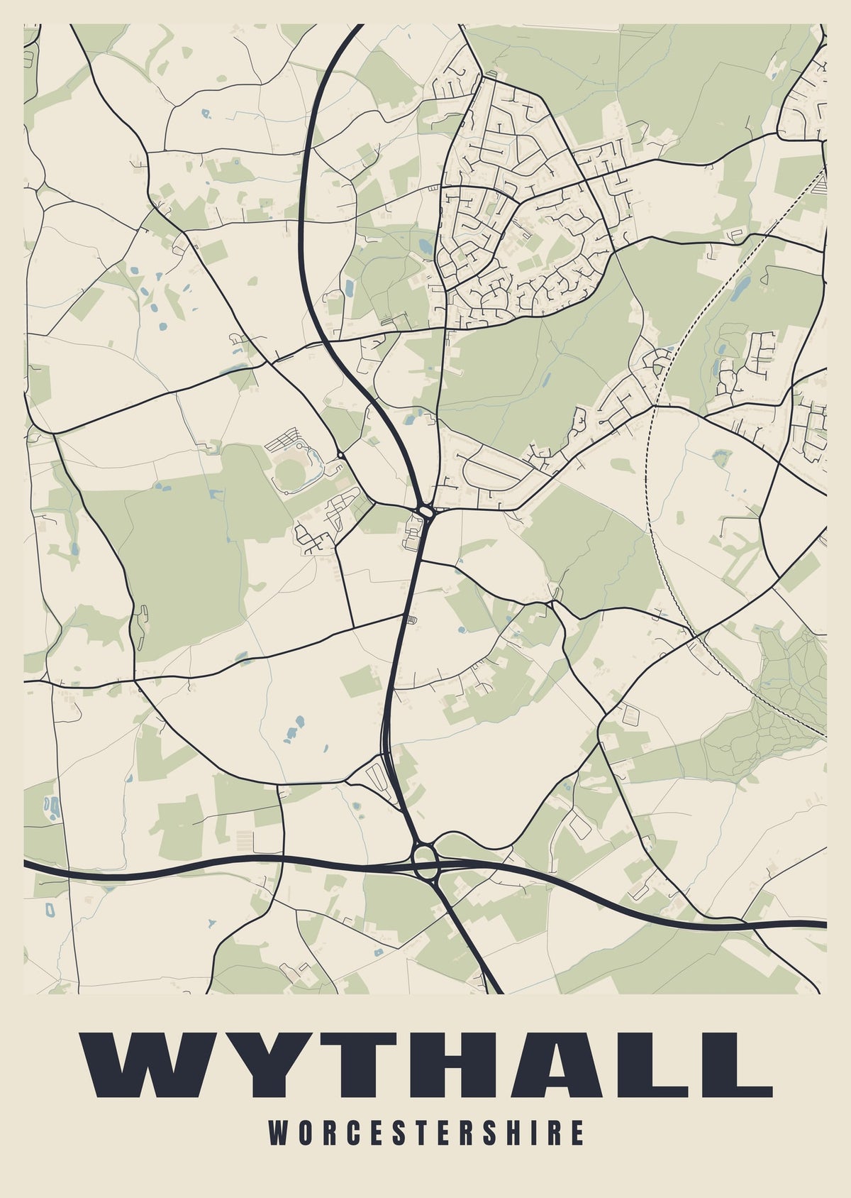 Street map poster of Wythall, Worcestershire