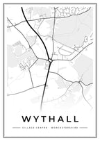 Street map poster of Wythall village centre, Worcestershire