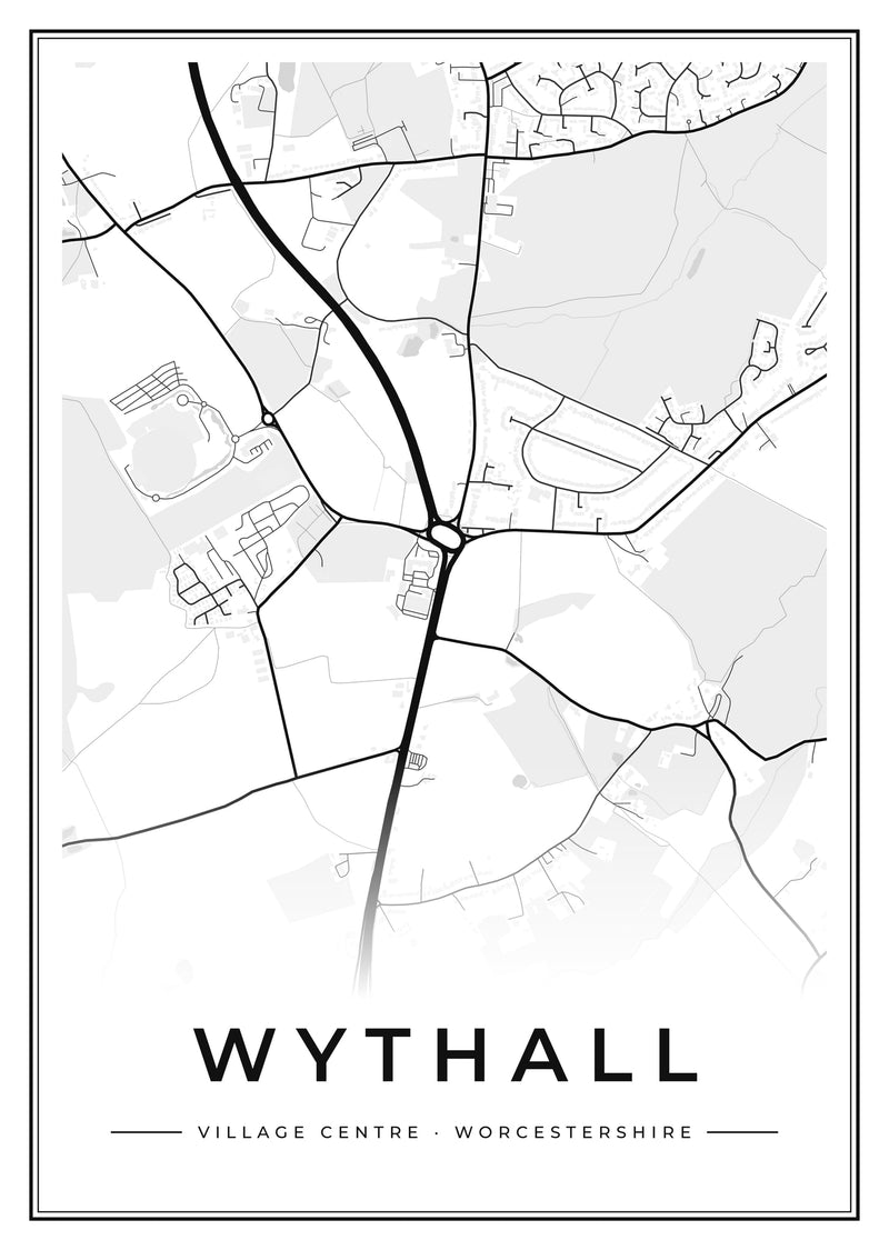 Wythall Village Centre Street Map Poster