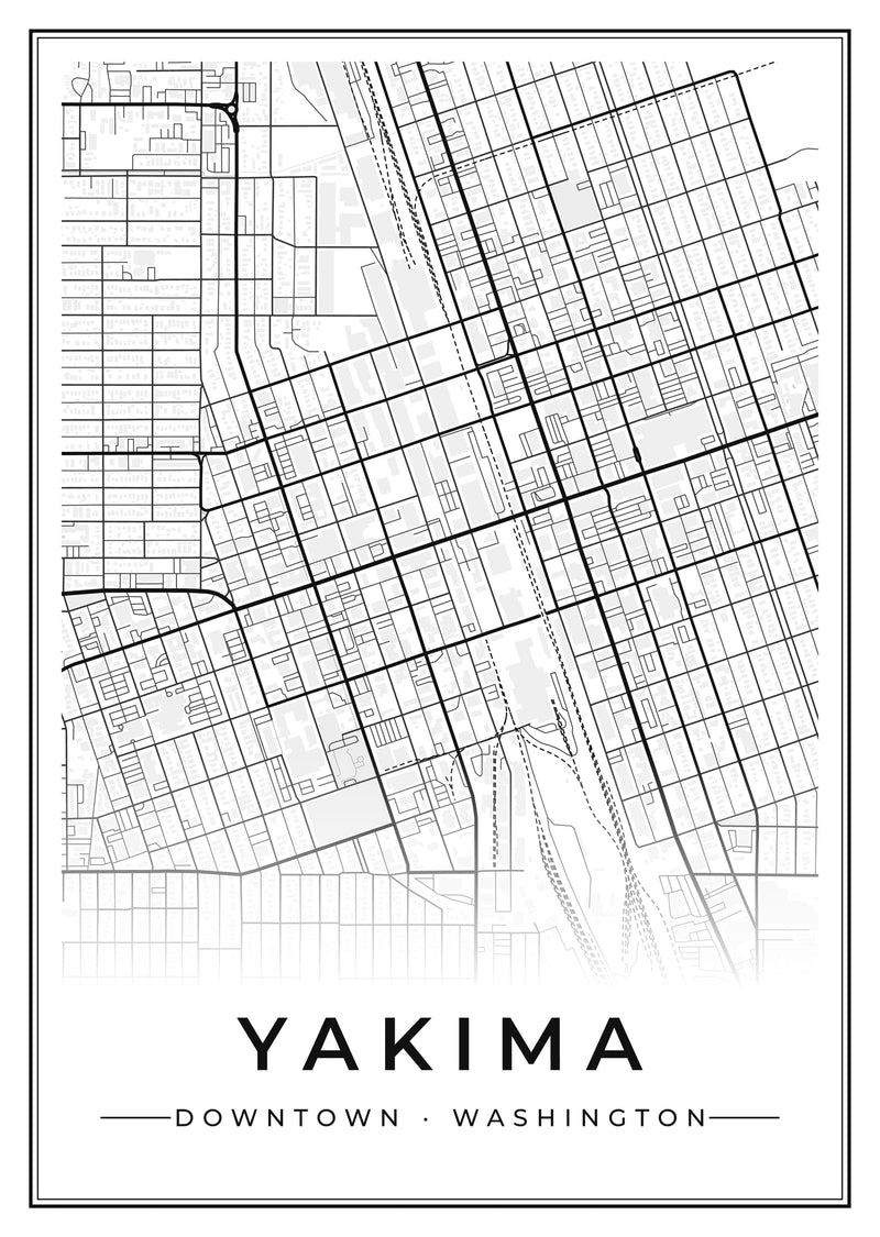 Yakima Downtown Street Map Poster