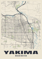 Street map poster of Yakima, Washington