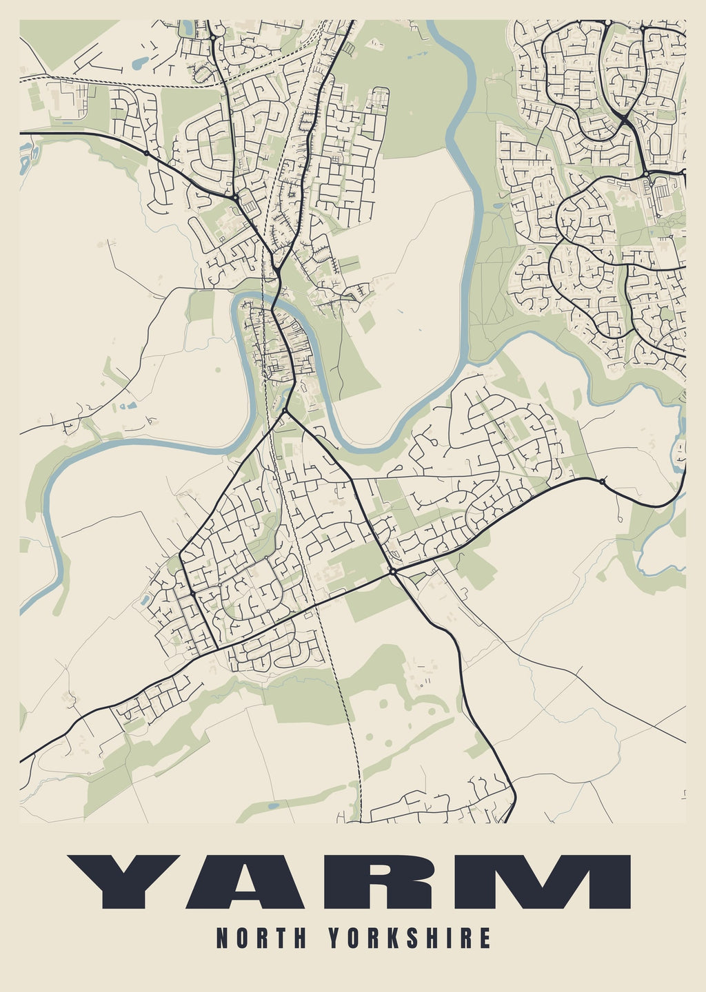 Street map poster of Yarm, North Yorkshire