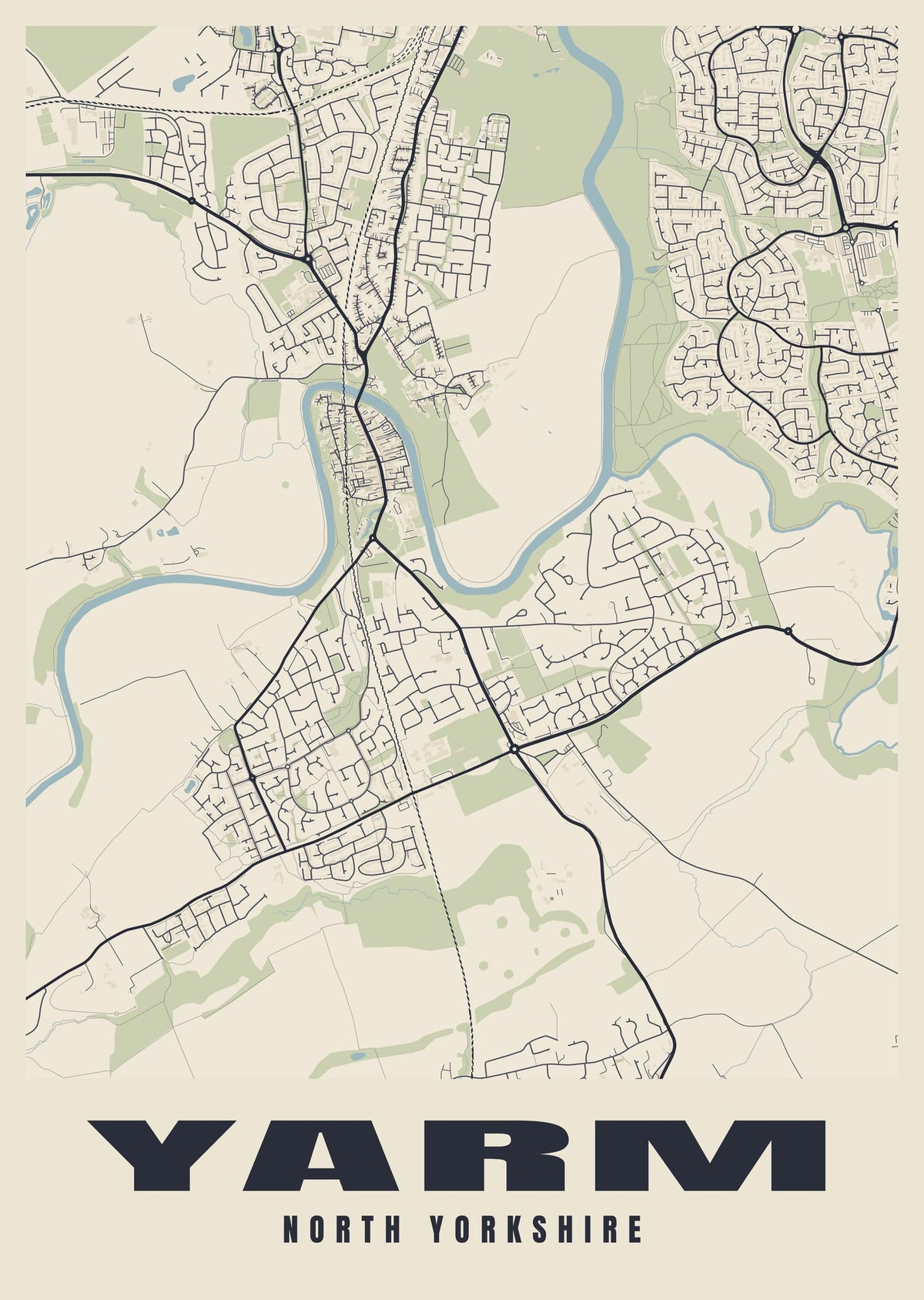 Street map poster of Yarm, North Yorkshire
