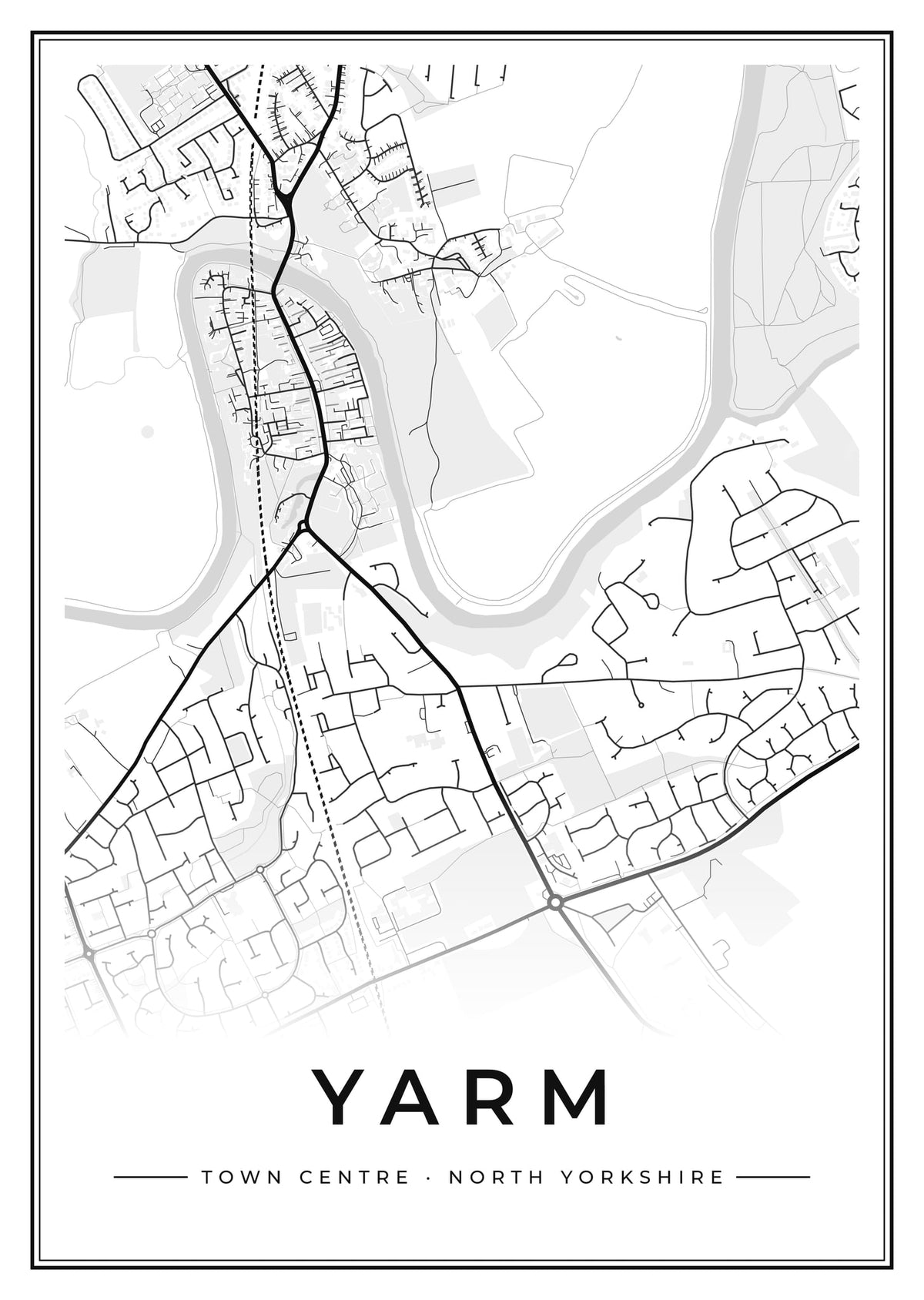 Street map poster of Yarm town centre, North Yorkshire
