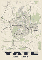 Street map poster of Yate, Gloucestershire
