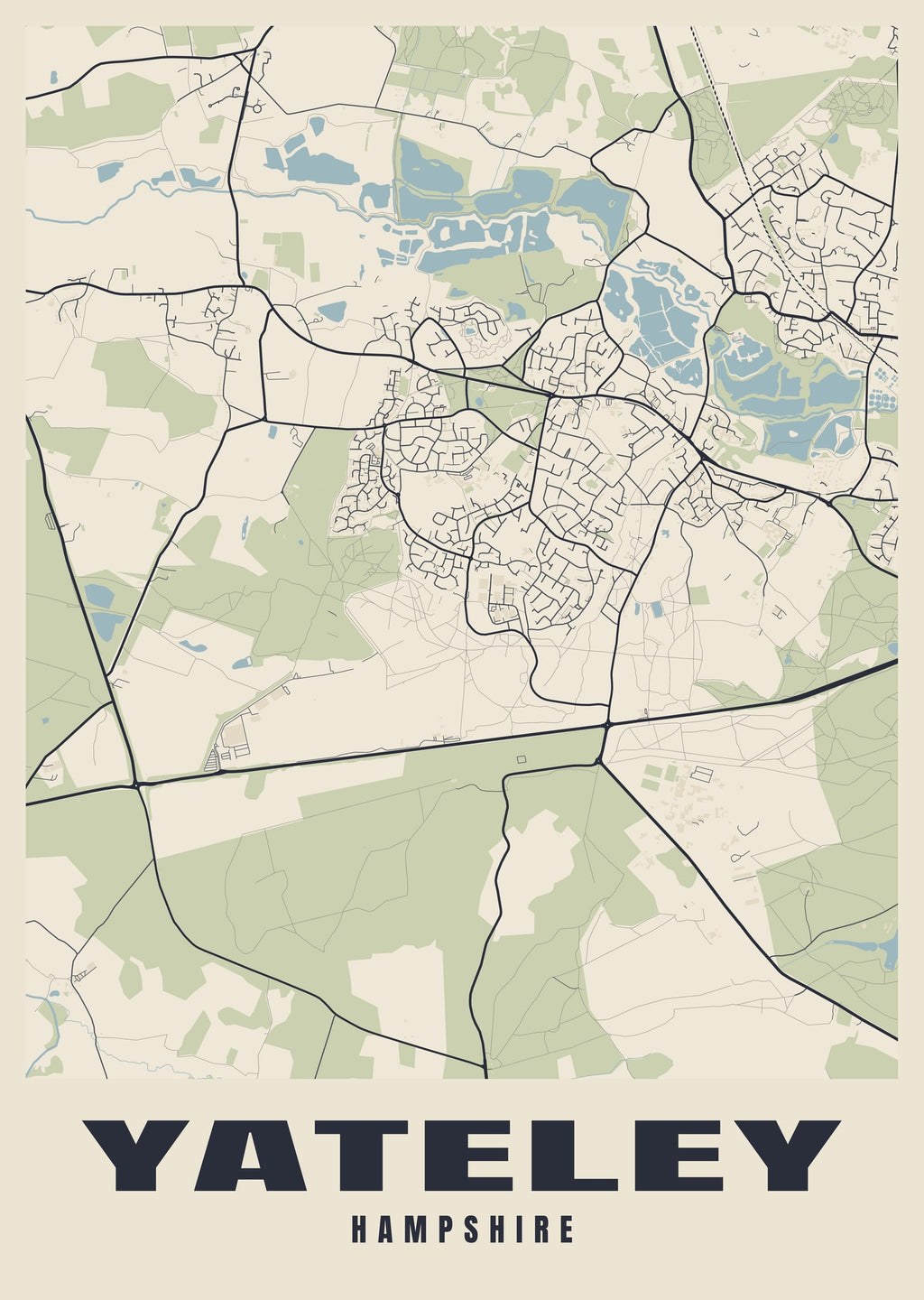 Street map poster of Yateley, Hampshire
