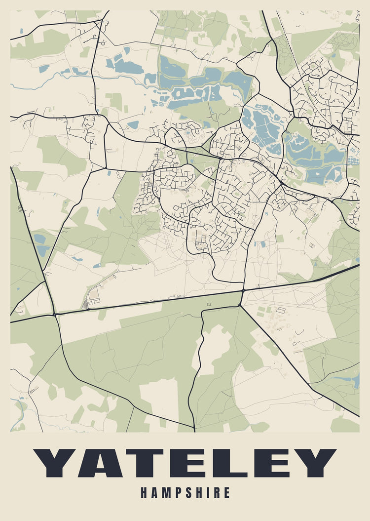 Yateley Street Map Poster