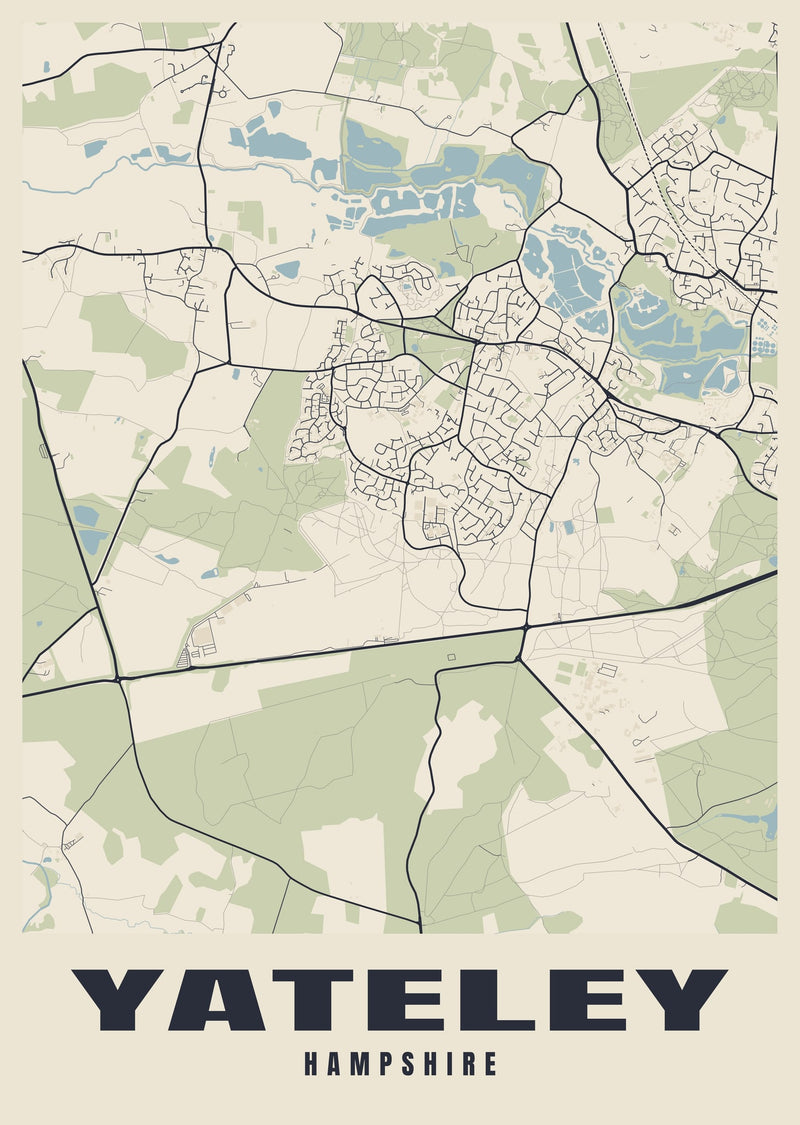 Yateley Street Map Poster