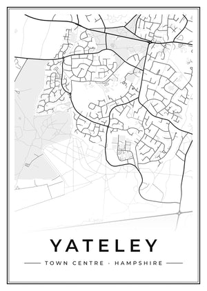 Yateley Town Centre Street Map Poster