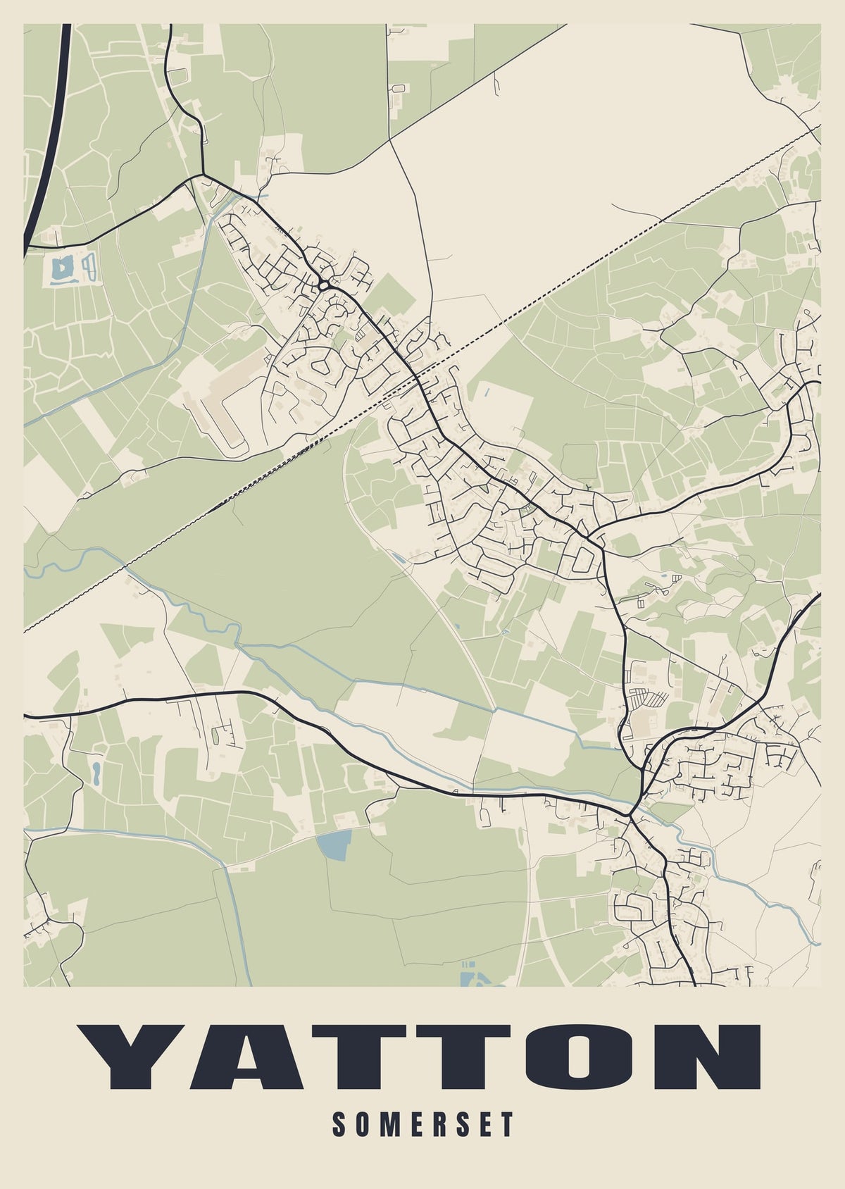 Street map poster of Yatton, Somerset