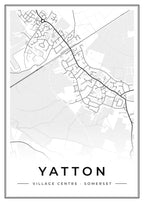 Street map poster of Yatton village centre, Somerset