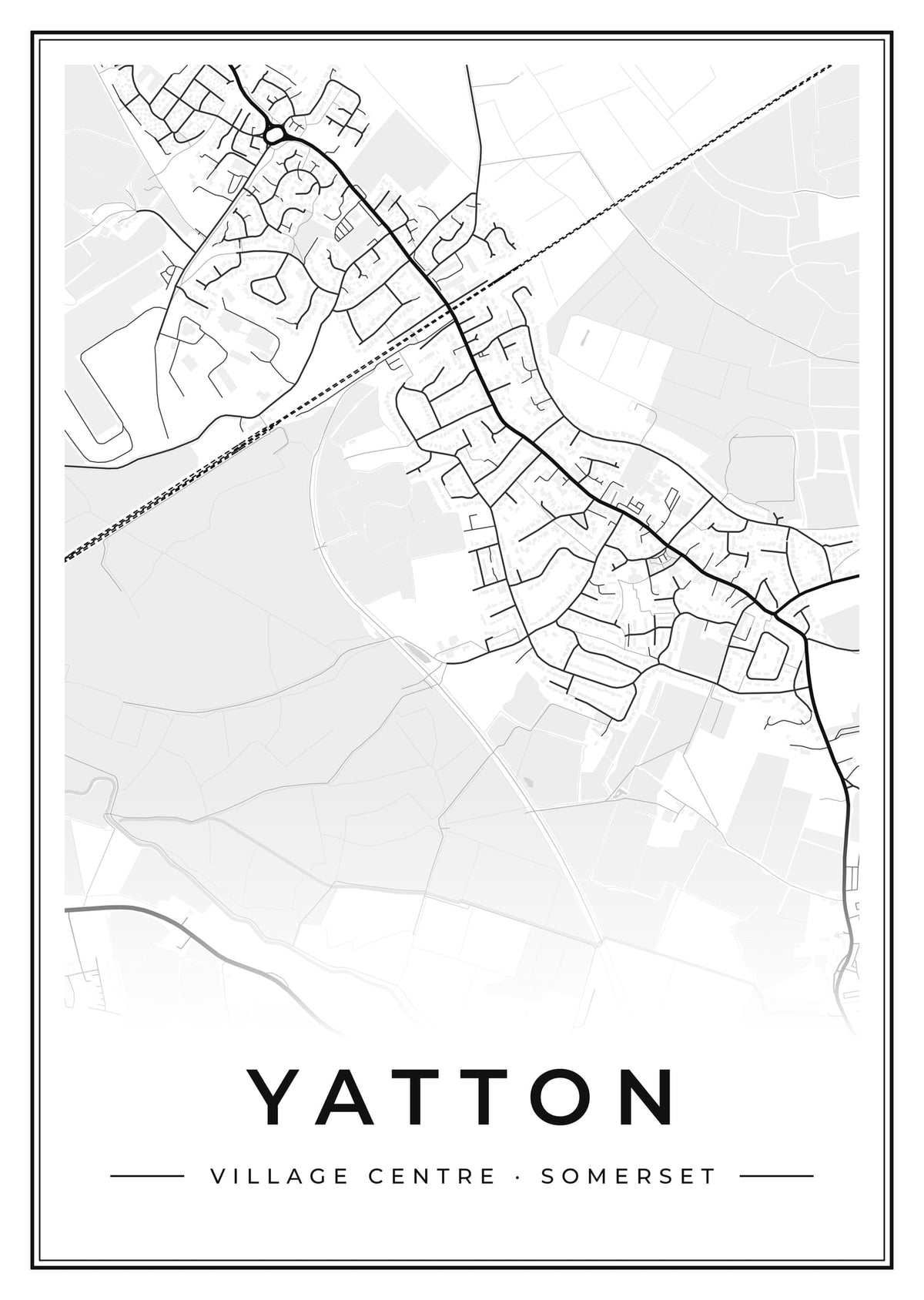 Street map poster of Yatton village centre, Somerset